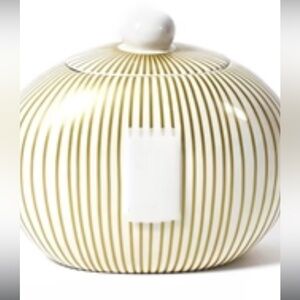 Coton Colors by Laura Johnson- Large Gold Striped Cookie Jar Happy Everything